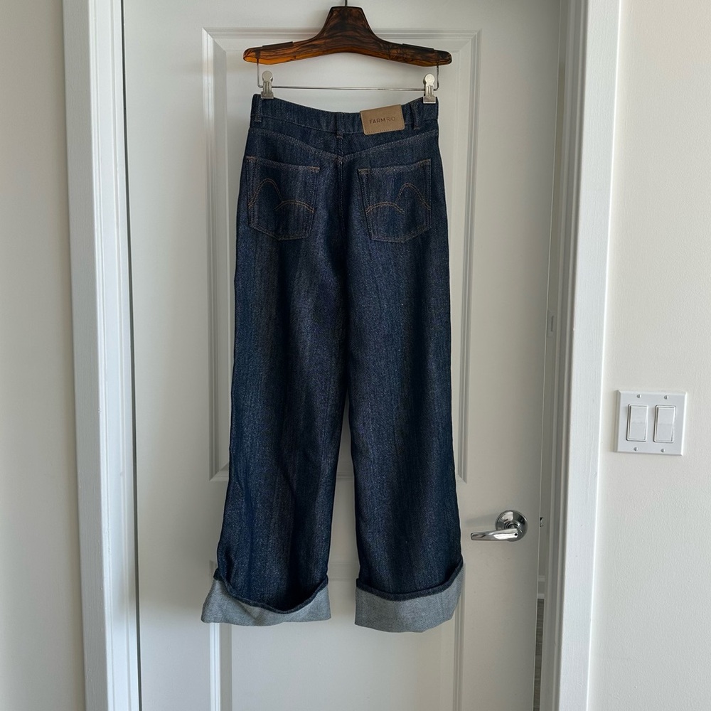 Farm Rio DENIM SHINE WIDE LEG PANTS - Picture 11 of 12